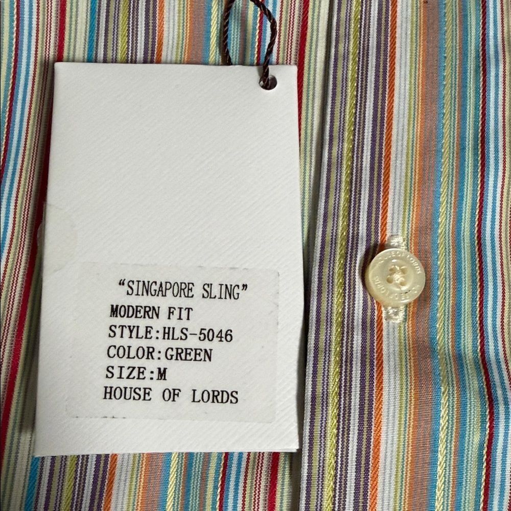 House Of Lords Multi Color Striped Men's Button Up Shirt - Picture 11 of 11
